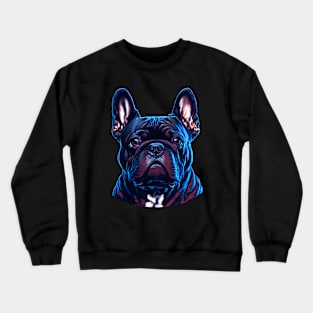 Blue and Purple French Bulldog Face Crewneck Sweatshirt